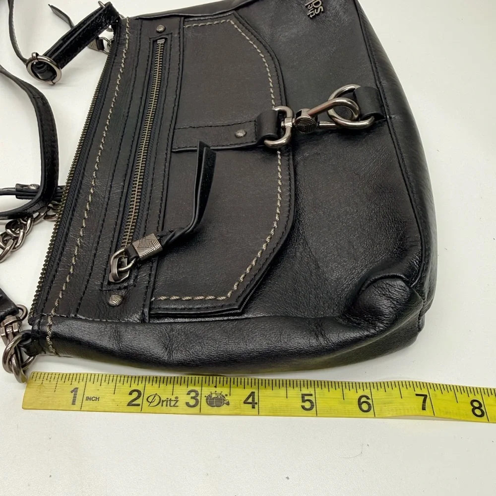 The Sak Ventura Black Leather Chain-Accent Crossbody Bag